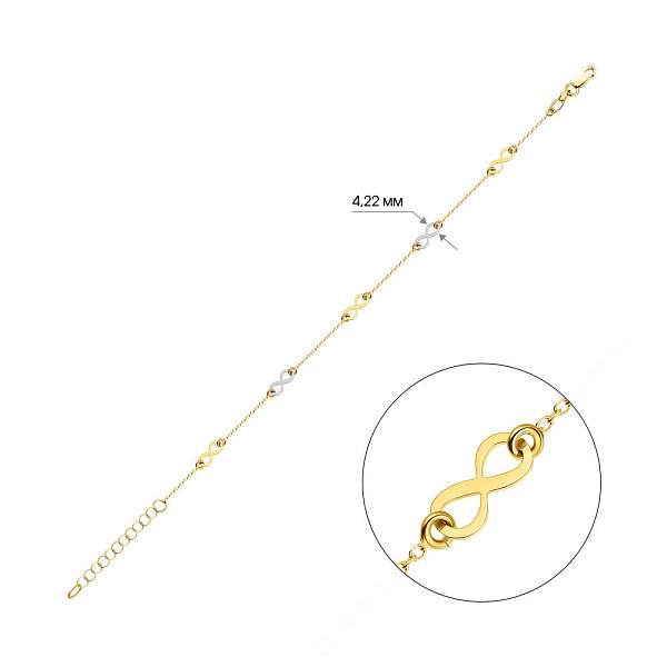 Браслет "Нескінченність" з жовтого і білого золота (арт. 325428жб) – зображення 3