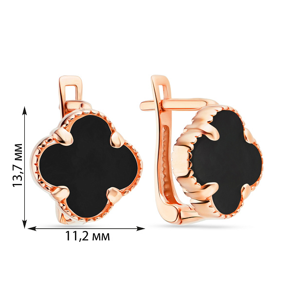 Золотые серьги с ониксом (арт. 106087/10о) – изображение 2