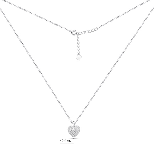 Серебряное колье с подвеской сердце с фианитами (арт. 7507/2605) – изображение 3