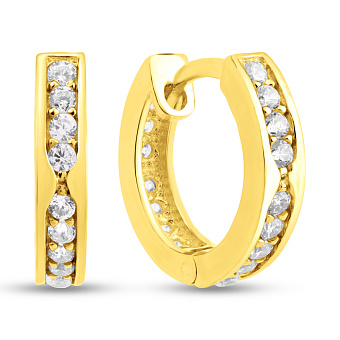 Фото Серьги-кольца из желтого золота с фианитами (арт. 104160/15ж)