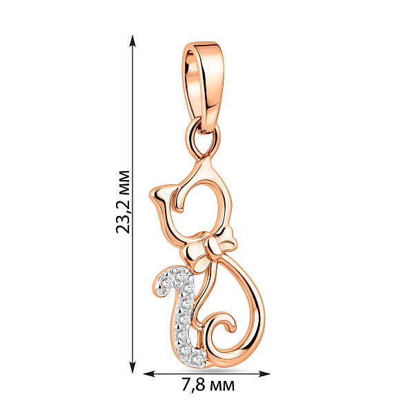 Золотая подвеска Котенок с фианитами (арт. 440355) – изображение 3