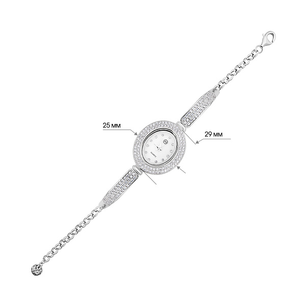 Срібний годинник з фіанітами (арт. 7526/305) – зображення 2