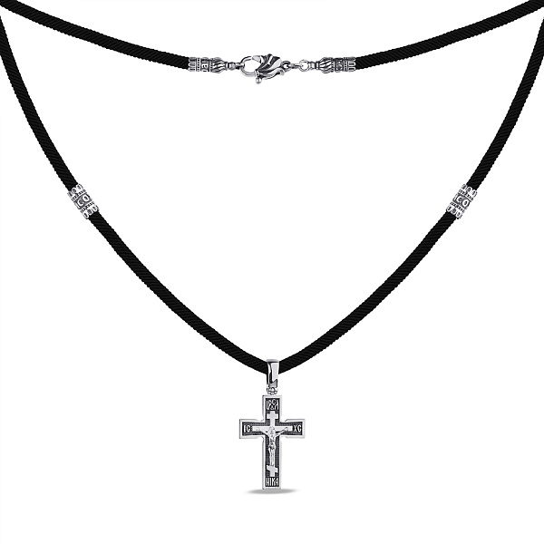 Колье на шнурке с серебряным крестиком (арт. 7307/7-3040.0.4) – изображение 1