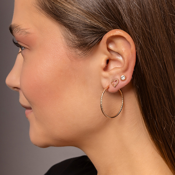 Золотая cерьга в одно ухо с фианитом (арт. 100881Я) – изображение 4