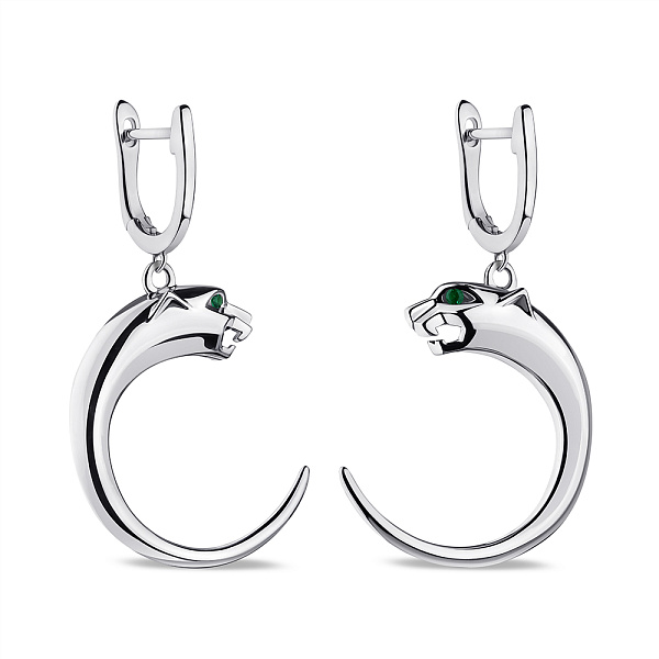 Серебряные серьги Пантеры с альпинитами (арт. 7502/9286аз) – изображение 1