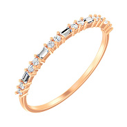 Тонкое кольцо из красного золота с бриллиантами (арт. К011375020)