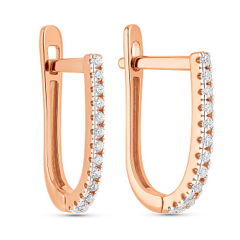 Сережки з червоного золота з фіанітами (арт. 110850)