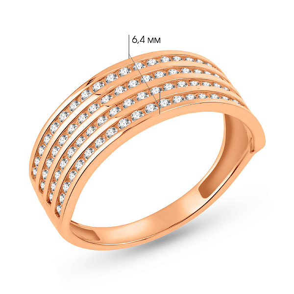 Кольцо из красного золота с дорожкой из фианитов (арт. 156068) – изображение 6