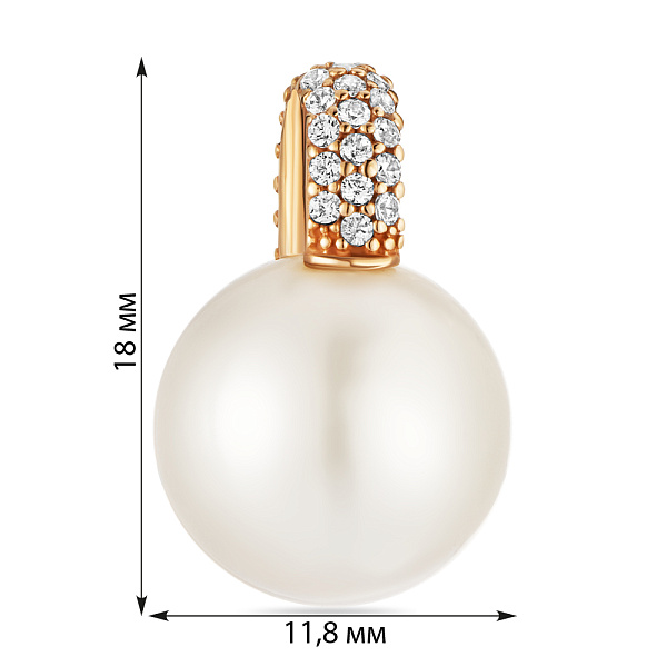 Кулон з червоного золота з перлиною та фіанітами (арт. 421680прлб) – зображення 2