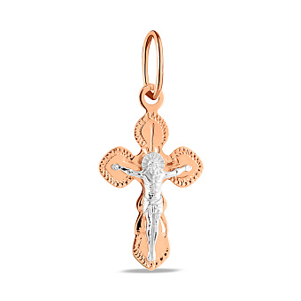 Фото Золотий натільний хрестик з розп'яттям (арт. 518501)