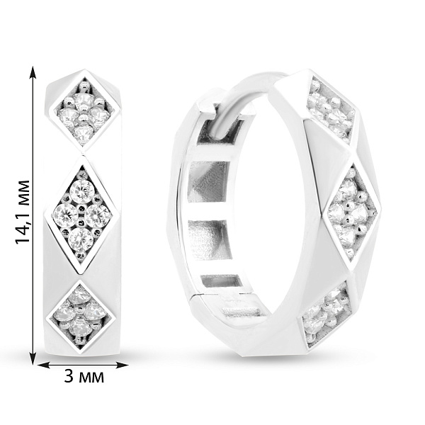 Сережки-кільця золоті з фіанітами (арт. 1091522/15б) – зображення 4