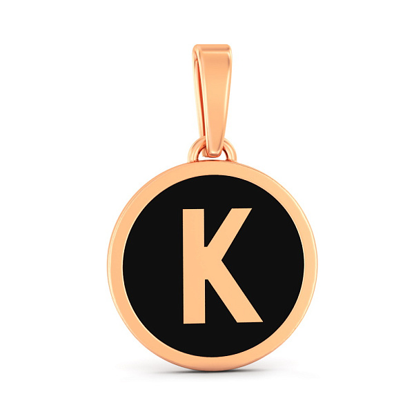 Подвеска Буква К из красного золота с эмалью (арт. 440988еч) – изображение 1