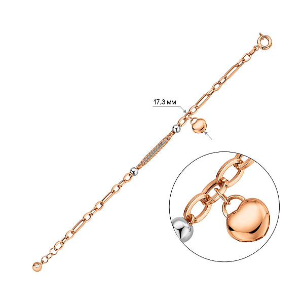 Браслет из красного и белого золота (арт. 326370кб) – изображение 2