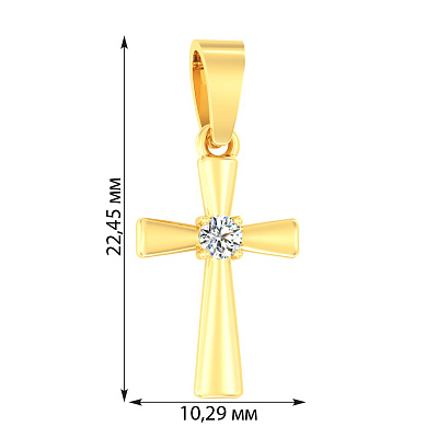 Крестик из желтого золота с бриллиантом (арт. П011025005ж)