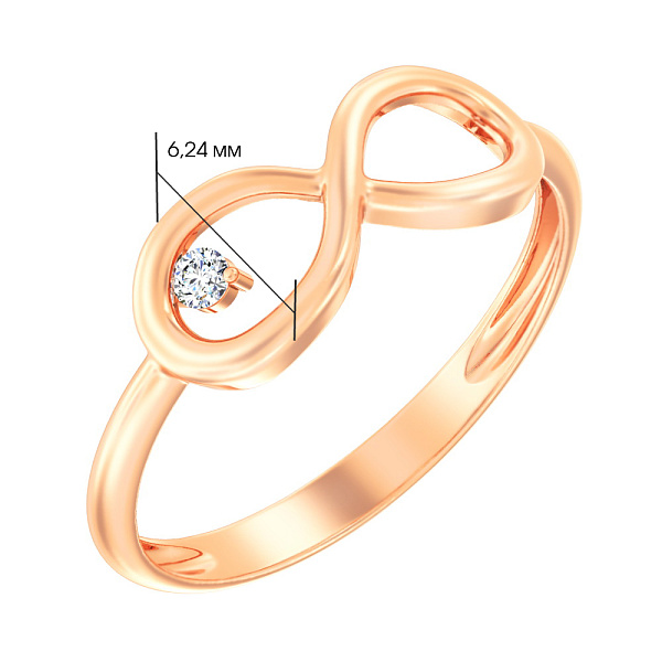 Золотое кольцо «Бесконечность» с фианитом (арт. 141129) – изображение 4