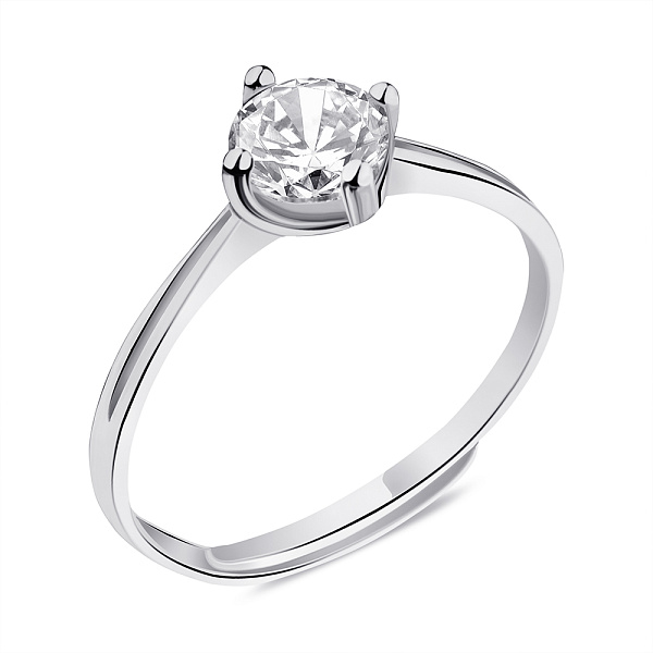 Серебряное безразмерное кольцо с фианитом (арт. 7501/6241) – изображение 1