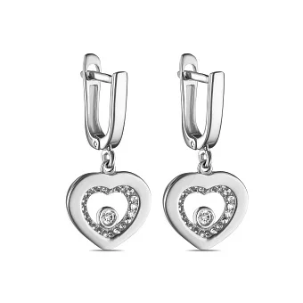 Золоті сережки «Сердечка» з фіанітами (арт. 106345б)