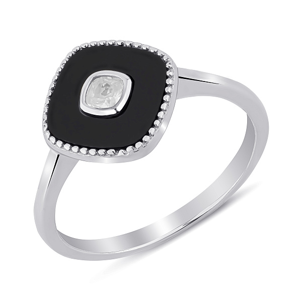 Серебряное кольцо с ониксом и фианитом (арт. 7501/8382о) – изображение 1