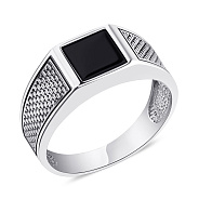 Серебряная печатка с ониксом (арт. 7906/1356чо)