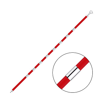 Красный каучуковый браслет с серебряными вставками (арт. 7609/4330к)