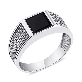 Серебряная печатка с ониксом (арт. 7906/1356чо)