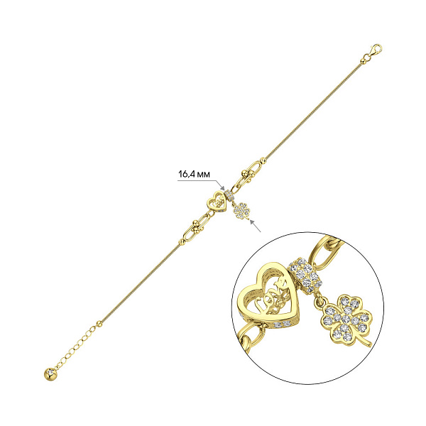 Браслет з жовтого золота с подвесками (арт. 326082жП1) – зображення 2