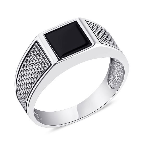 Серебряная печатка с ониксом (арт. 7906/1356чо) – изображение 1