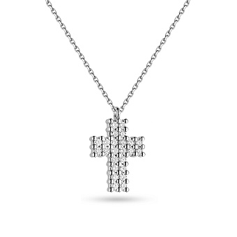 Фото Колье из белого золота с бриллиантовым крестиком (арт. Ц011278030б)