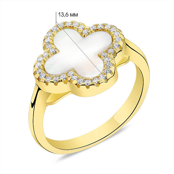 Каблучка зі срібла з перламутром і фіанітами (арт. 7501/6437/15жп) – зображення 2