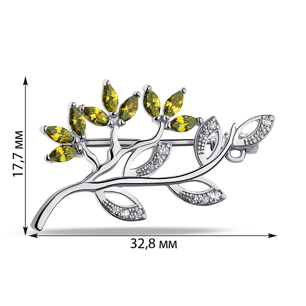 Серебряная брошь с фианитами и альпинитами (арт. 7505/660азбп) – изображение 2