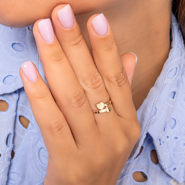 Кольцо «Два сердца» из красного золота (арт. 155045) – изображение 2