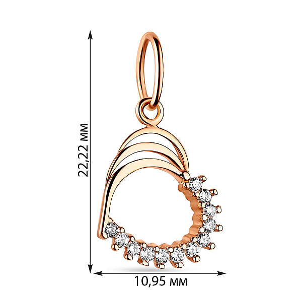 Кулон золотой Сердце с фианитами (арт. 423503) – изображение 2
