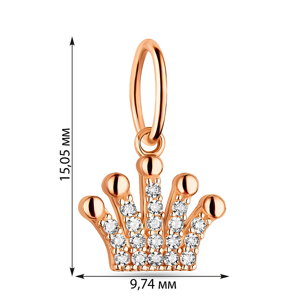 Подвес из золота Корона с фианитами (арт. 424236) – изображение 3