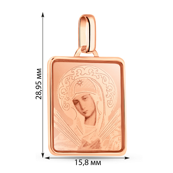 Ладанка из красного золота Божья Матерь Семистрельная (арт. 421117С) – изображение 3