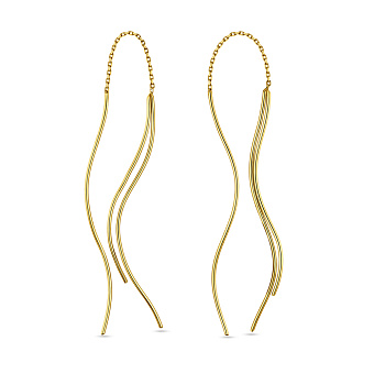 Фото Золотые серьги протяжки без камней (арт. 108268ж)