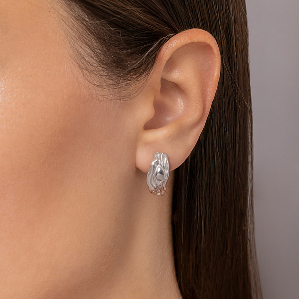 Серебряные серьги без камней (арт. 7502/2187530) – изображение 2