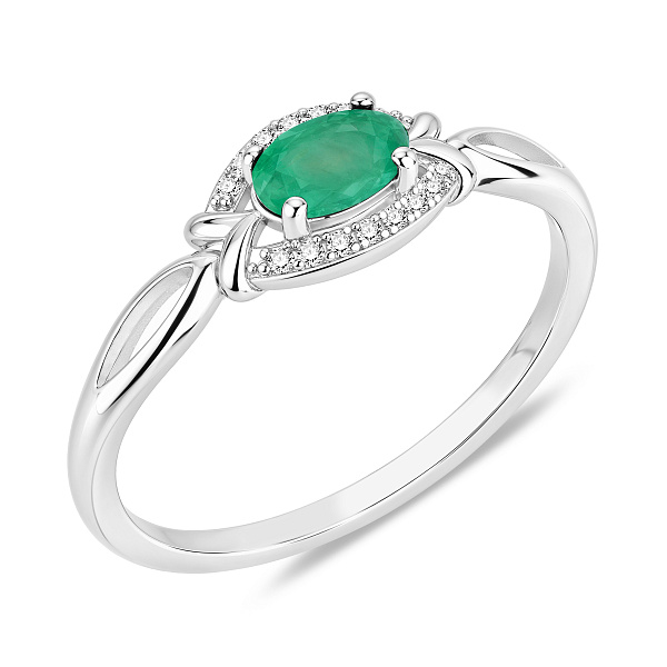 Серебряное кольцо с изумрудом и фианитами (арт. 7501/8930Изм) – изображение 1
