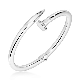 Фото Браслет «Гвоздь» из белого золота с фианитами (арт. 324992б)