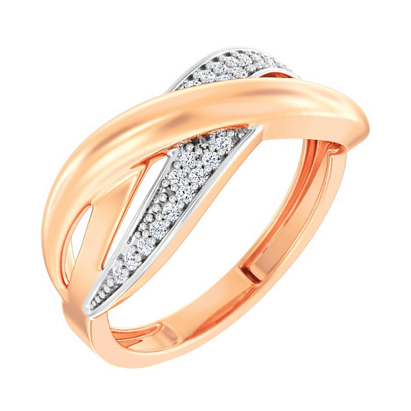 Кольцо Синергия из красного золота с фианитами (арт. 140845) – изображение 1