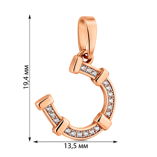 Золотая подвеска Подкова с фианитами (арт. 440611) – изображение 2