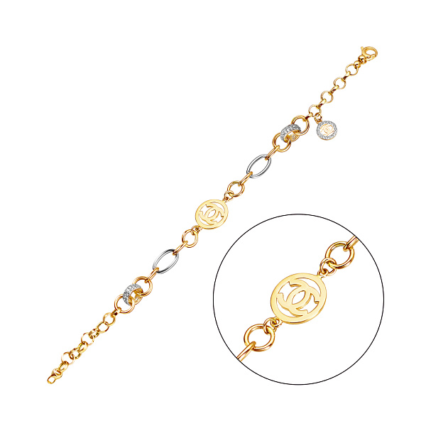 Золотой браслет с фианитами (арт. 323525жбП1) – изображение 1