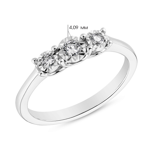 Золота каблучка з трьома діамантами (арт. К341112015б) – зображення 2