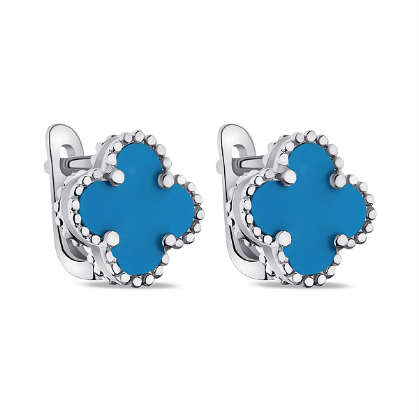 Срібні сережки з бірюзою (арт. 7502/3153/10Б) – зображення 1
