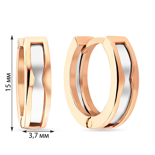 Серьги кольца из красного и белого золота (арт. 103695/15кб) – изображение 2