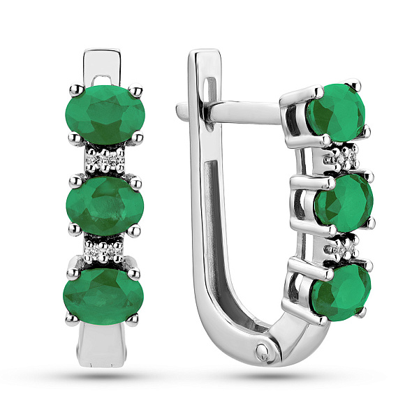 Золотые сережки с бриллиантами и изумрудом (арт. С011106би) – изображение 1