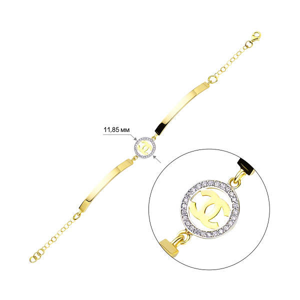 Золотой женский браслет с фианитами (арт. 322953ж) – изображение 2