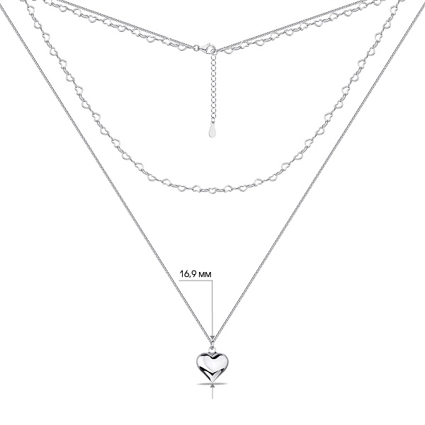 Серебряное колье Сердце без камней (арт. 7507/1816) – изображение 3