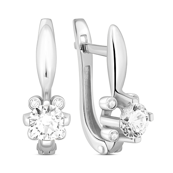 Сережки из белого золота с фианитами (арт. 110395б) – изображение 1