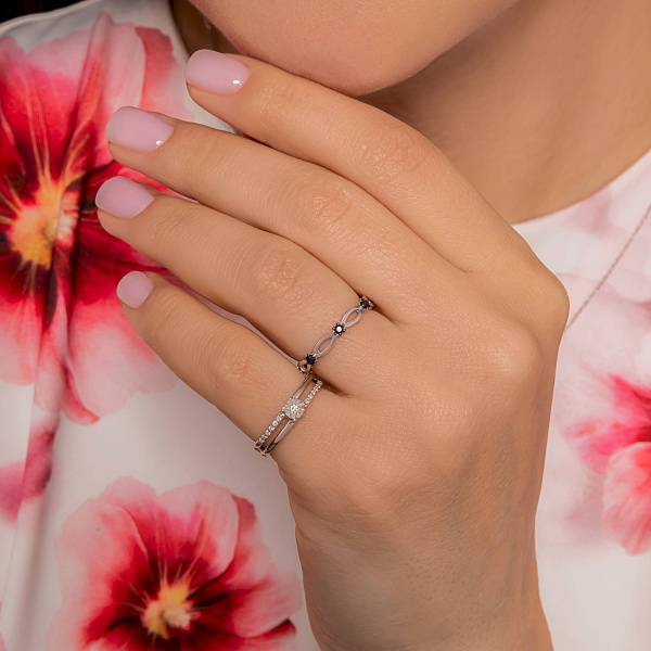 Каблучка з білого золота з сапфірами (арт. 141289Пбс) – зображення 3