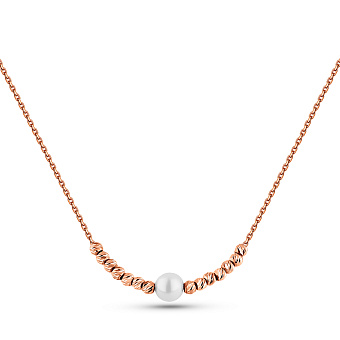 Колье из красного золота с жемчугом (арт. 352343прлб)